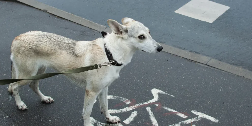 Anxious dog showing stress signs 